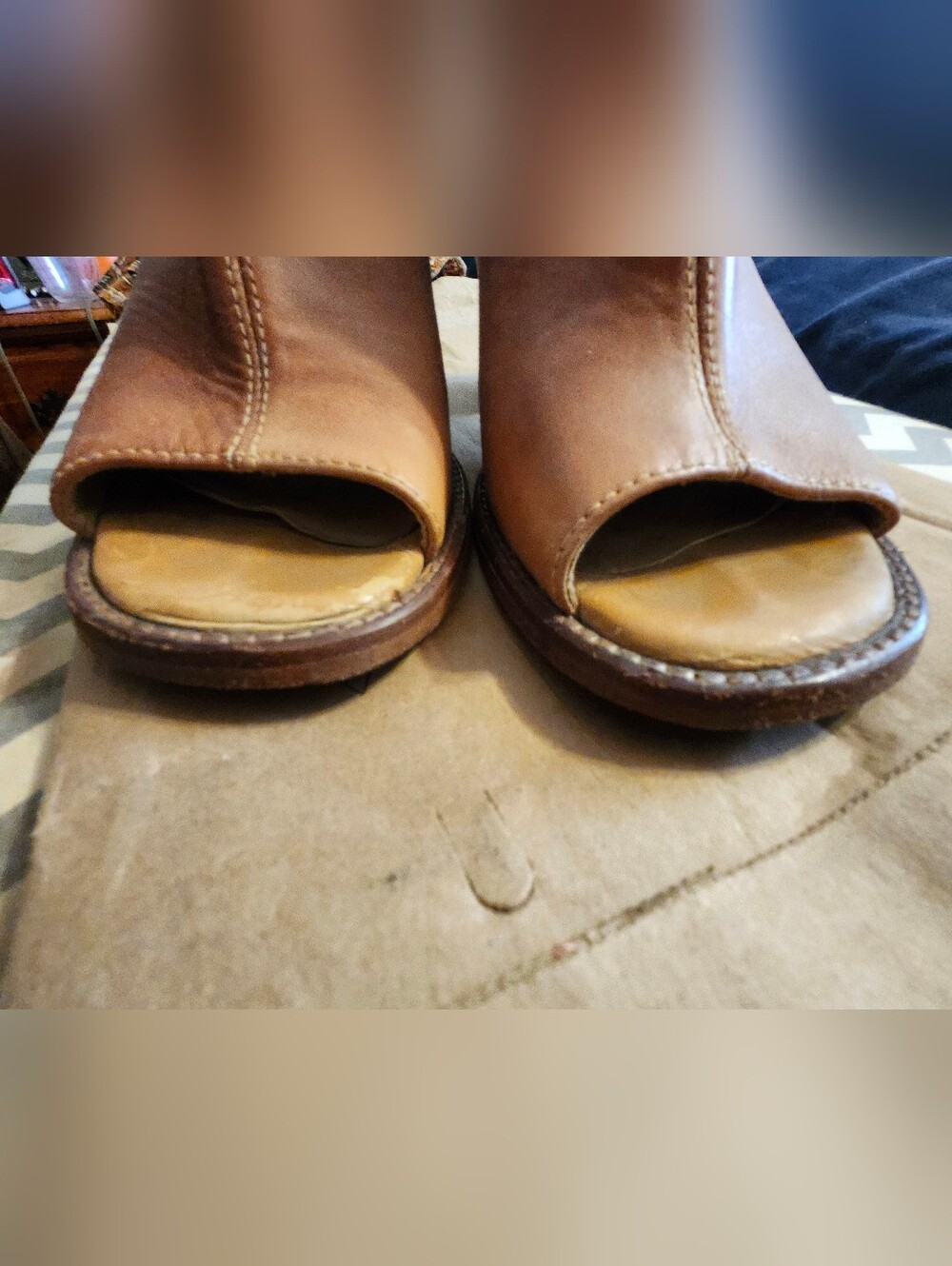 Bed Stu Camel 100% Leather Open Toed Ankle Boots - Picture 2 of 9